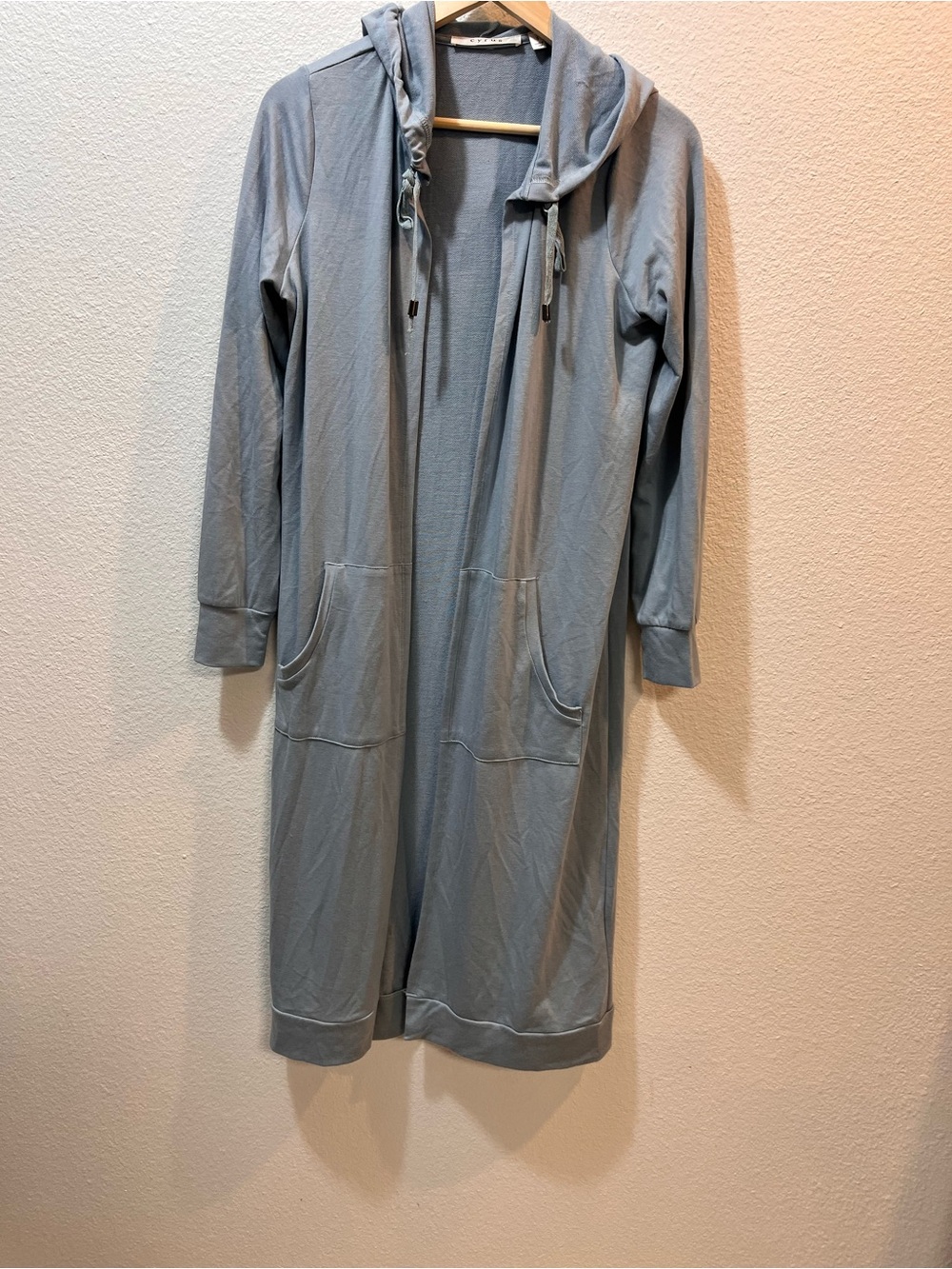 Cyrus Light Blue Longline Hooded Shirt Jacket